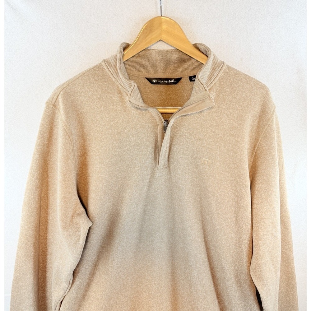 Travis Mathew Cloud Quarter-Zip 2.0 Pullover Oatmeal Beige Large, Style 1MQ186